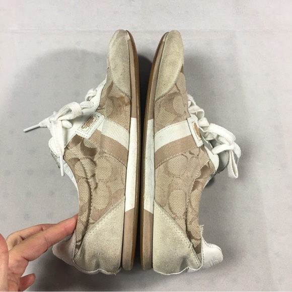 Coach Joss Q293 Beige White Monogram Women’s Tennis Shoes Sneakers Size 9M Lace - Picture 9 of 9